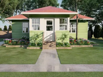 Modern house with planter box render in lumion 3D model