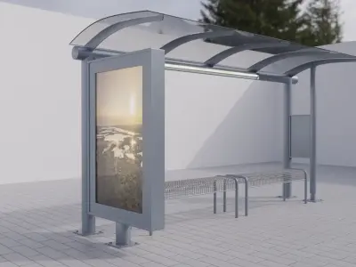 Bus Stop Low-poly 3D model