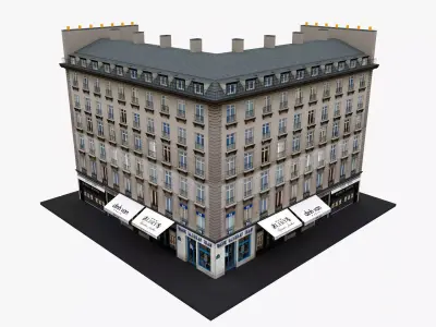 Typical Parisian Apartment Building 02 Low-poly 3D model