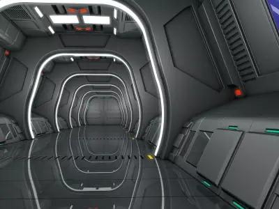 Sci Fi Corridor Starship 3D model