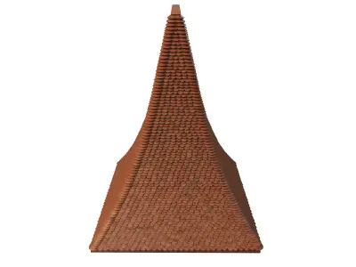 Detailed Tiled Roof Section 3D model