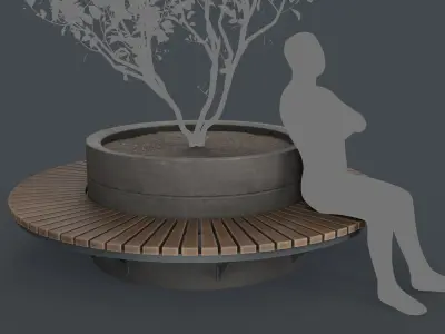 Modern Outdoor Bench 108 PBR Game Ready Low-poly 3D model