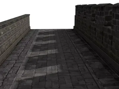 Fortress Stone Wall Low-poly 3D model