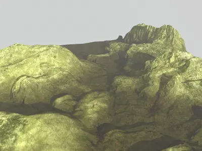Mossy Rock Terrain Low-poly 3D model