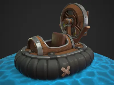 Next generation stylized hovercraft Low-poly 3D model