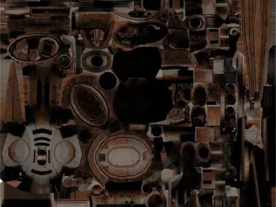 Gun Bot Rusty Version Low-poly 3D model