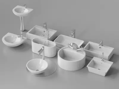 Sink Collection oblong bathtub Low-poly 3D model