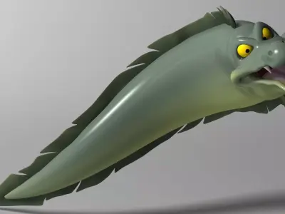 Cartoon Moray eel Rigged Low-poly 3D model