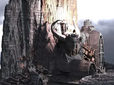Sci-Fi City Organic tech shrine city kit bash 3D 3D model