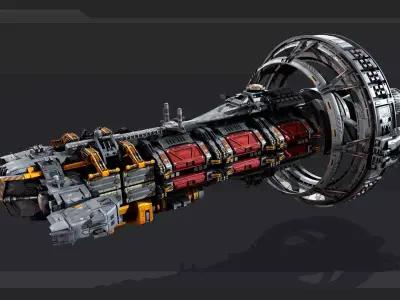 Hauler Spacecraft Low-poly 3D model
