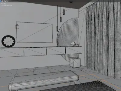 Modern European style bedroom 3D model