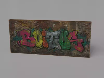 Street art wall Low-poly 3D model Low-poly 3D model