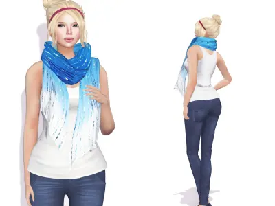 Summer Scarf Low-poly 3D model