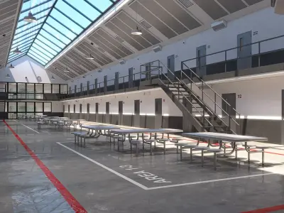 Prison 1 cell with tables and chairs 3D model