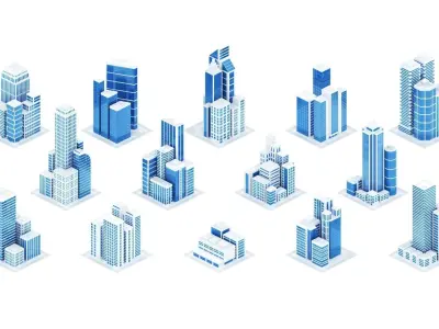 Abstract skyscrapercity Low-poly 3D model