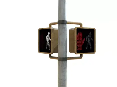 Traffic Light with Road Light Low-poly 3D model