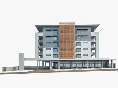 Modern Apartment Building 03  Low-poly 3D model