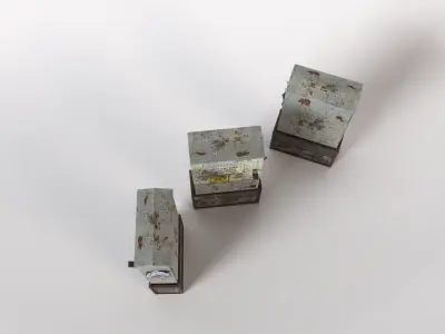 Old Industrial Electrical Cabinet Rusty Electrical Box 3D Model 3D model