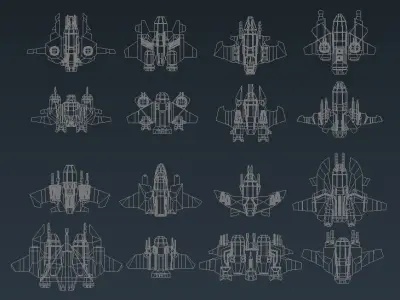 Sci-fi Spaceships constructor low poly pack Low-poly 3D model