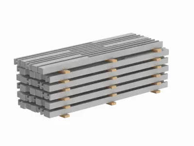 Concrete Slabs On Wood Planks 3D model