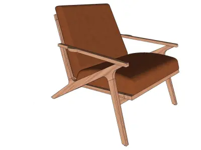Cavett Ash Wood Leather Chair 3D model
