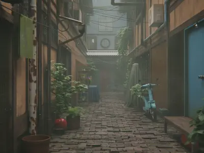 Japanese Alley 3d Scene 3D model
