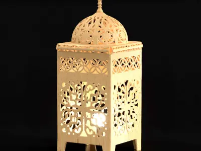 Moroccan table and lantern 3D model