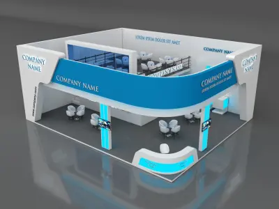 Booth Exhibition Stand Stall 10x12m Height 500 cm 2 Side Open 3D model
