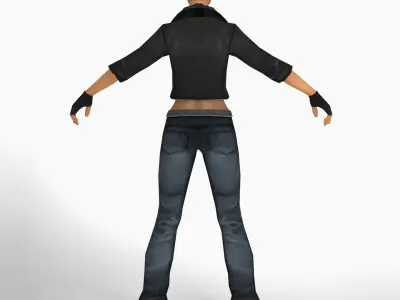 Gangster woman Rigged low poly female character Low-poly 3D model