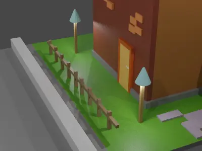 low poly building Low-poly 3D model
