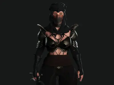 AAA 3D FANTASY CHARACTER - BEAUTIFUL ASSASSIN WARRIOR Low-poly 3D model