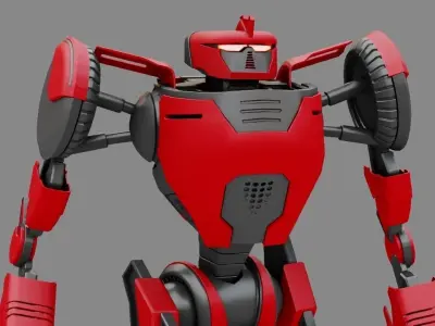 Combat Android rigged- animated character 3D model