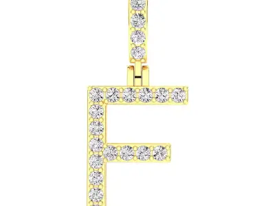 Alphabet F-letter single row pendant 3D print model
