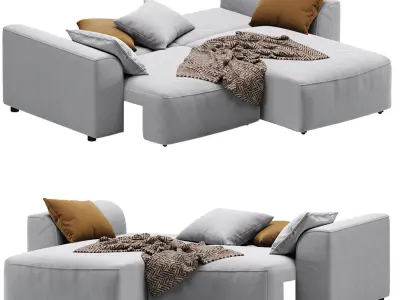 Corner Sofa Napa Velvet Silver 3D model