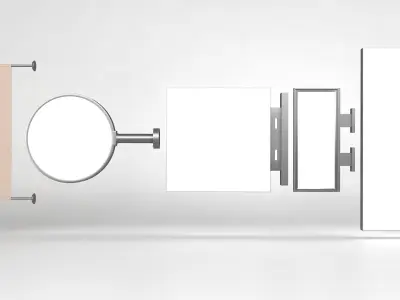 Signs Set curtain hanging on wall 3D model