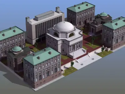 University Campus Low-poly 3D model