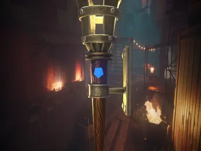   Torch Stylized Low Poly  Low-poly 3D model