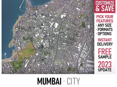 Mumbai - 3D City Model Low-poly 3D model