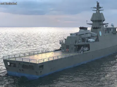 Modern Armed Warship Naval Rigged 3D model