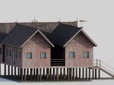 Traditional Houses Rumah Betang Low-poly 3D model