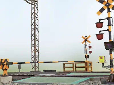 Japanese Railway Crossing Kit 3D model