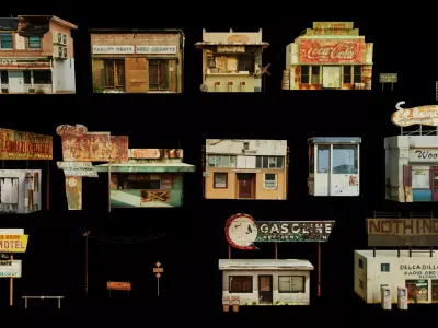 Old building collection V1 Low-poly 3D model