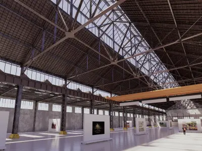 Art Gallery in Vintage Warehouse 3D model