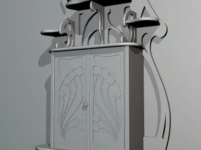 Antique Wall Mounted Bathroom Cabinet Low-poly 3D model