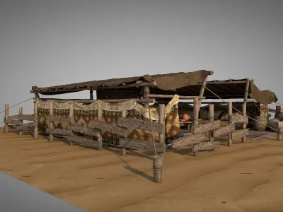 Bedouin Desert Tent v9 3D model