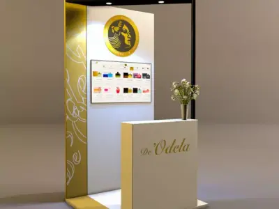 Booth gold and display stand 3D model