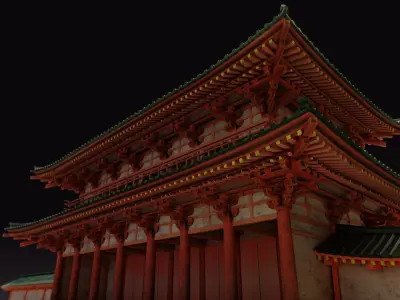 Traditional Japanese Building -Rajoumon Gate 3D model