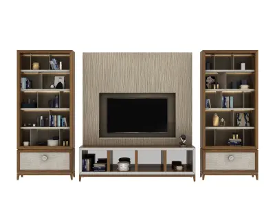 Shelving tv unit with shelves and bookshelves 3D model