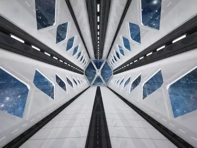 SCI FI INTERIOR SCENE SPACE SHIP CORRIDOR Low-poly 3D model