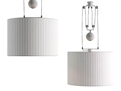 Pulley System Rise and Fall Pendant Light - Card Shade 3D model